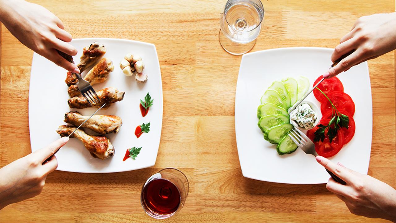 Meat and plant place setting