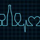 Heartbeat, wine glasses and bottle